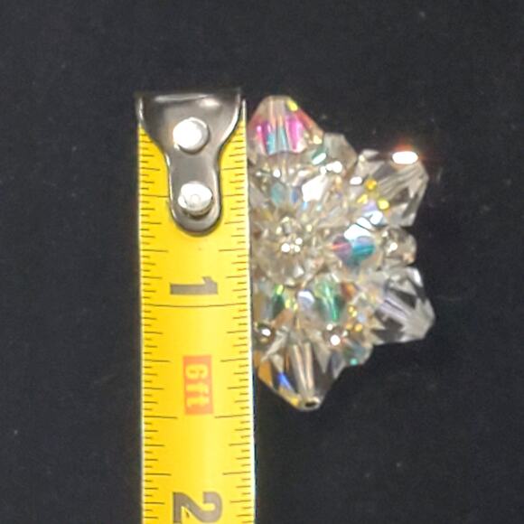 Antique 1930s Aurora Borealis Crystal Cluster Atomic Brooch Vtg Unsigned 1.5" - Picture 8 of 8